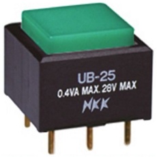 【UB-15SKP4N-LMS】押しボタンスイッチ 0.4 VA @ 28 V ac/dc モーメンタリ PCB 単極双投(SPDT)