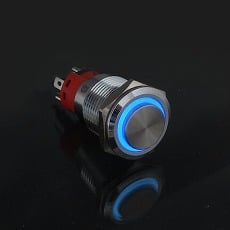 【GB-PSLED-A12V-BL】LED付オルタネイト型プッシュスイッチ(青)