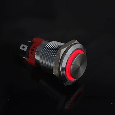 【GB-PSLED-A12V-RD】LED付オルタネイト型プッシュスイッチ(赤)
