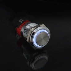 【GB-PSLED-A12V-WH】LED付オルタネイト型プッシュスイッチ(白)