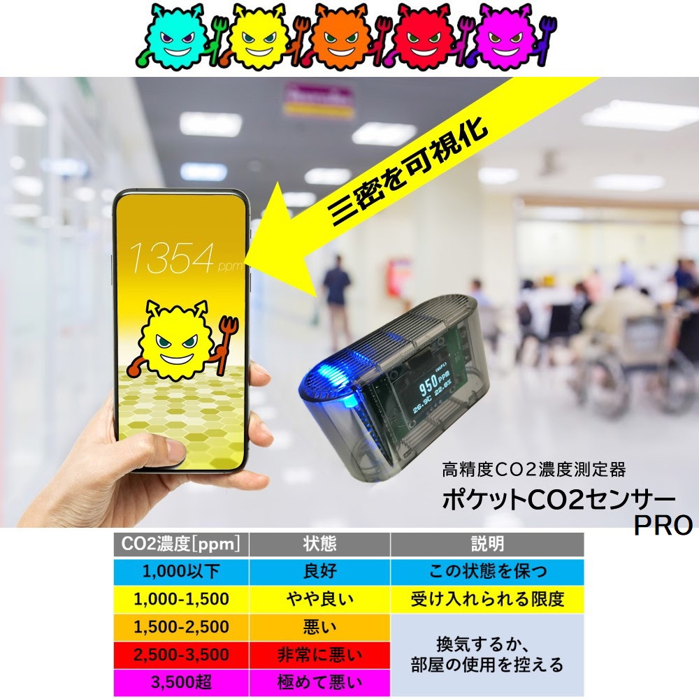 【POCKET-CO2-SENSOR-PRO】Pocket CO2センサー Pro
