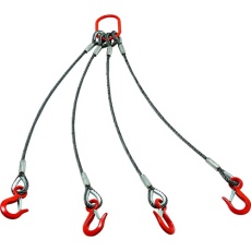 【TWEL-4P-6S1.5】4本吊りアルミロックスリング フック付き 6mmX1.5m