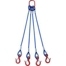 【TWSP4P12S1】4本吊玉掛ワイヤーロープスリング(カラー被覆付)アルミロックタイプ 青透明1M