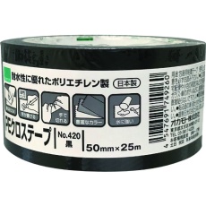 【420X】オカモト NO420 PEクロステープ包装用 黒 50ミリ