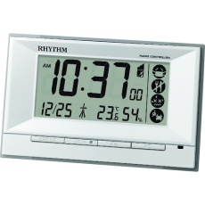 【8RZ207SR03】RHYTHM リズム 電波 目覚まし時計 温湿度計付き 環境目安表示 白