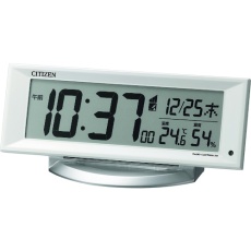 【8RZ202-003】シチズン 電波 目覚まし時計 温湿度計付き 暗所自動点灯機能 白