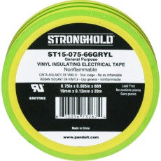 【ST15-075-66GRYL】ストロングホールド StrongHoldビニールテープ 一般用途用 イエロー/グリーン 幅19.1mm 長さ20m ST15-075-66GRYL