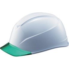 【123-JZV-V3-W3-J】タニザワ エアライトS搭載ヘルメット(透明バイザータイプ・溝付) 透明バイザー:グリーン/帽体色:白