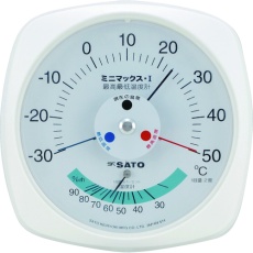 【7308-00】佐藤 ミニマックス1型最高最低温度計(湿度計付き) (7308-00)