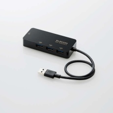 【EDC-GUA3H2-B】USB-A 1Gbps有線LANアダプター[USBハブ付き](黒)