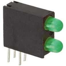 【553-0222F】ダイアライト 基板用LED表示灯 緑 直角 60° 2色 スルーホール実装