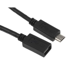 【USBUBEXT50CM】USBケーブル 50cm ブラック Micro-B(オス)→Micro-B(メス)