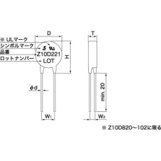 【Z10D471】SEMITEC バリスタ バリスタ電圧:470V 最大直流定格電圧:385V、230pF、Z10D471