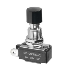 【SB221NC】NKK Switches 押しボタンスイッチ、On-(Off)、中央固定型、金属製ロックナット付属、単極単投(SPST)、SB221NC