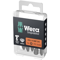 【057662】WERA ベラ ダイヤモンドコーティング インパクトドライバー用 ドライバービット10個入り 刃先サイズPZ3 シャンク径6.35mm 全長50mm 