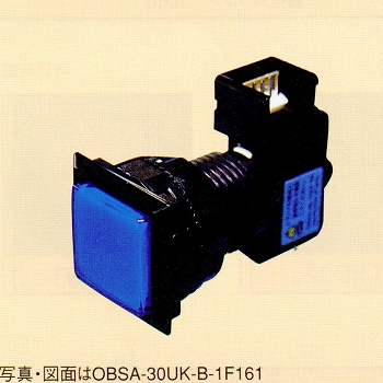 【OBSA-30UK-G-1F-LN】照光式押しボタンスイッチ(ランプ無し)正方形/薄型/30mm 緑