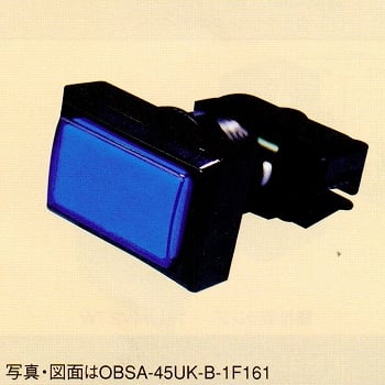 【OBSA-45UK-Y-1F-LN】照光式押しボタンスイッチ(ランプ無し)長方形/薄型/45mm 黄