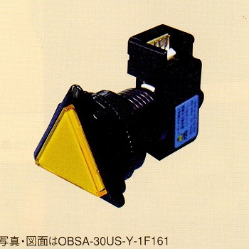 【OBSA-30US-R-1F-LN】照光式押しボタンスイッチ(ランプ無し)三角/薄型/30mm 赤