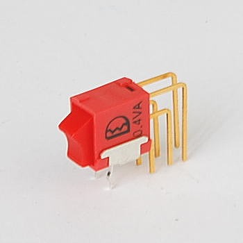 【4UD1-R1-3-M7-R-N-R】基板実装型超小型ロッカスイッチ 赤 ON-ON Vertical right angle PC端子