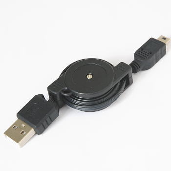 【MINI-ROUNDCABLE-B】USB-MINI巻取り式ケーブル(75cm)