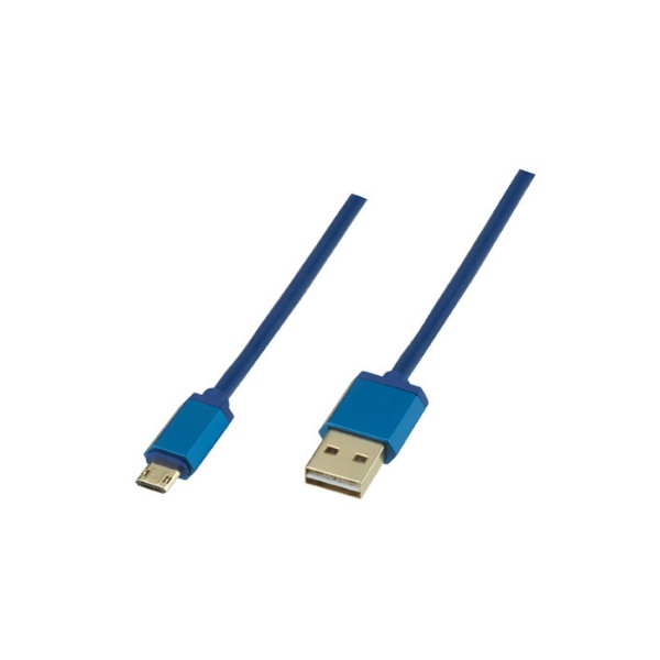 【GH-UCSMBWA2-BL】microUSB充電ケーブル 両面 2m ブルー