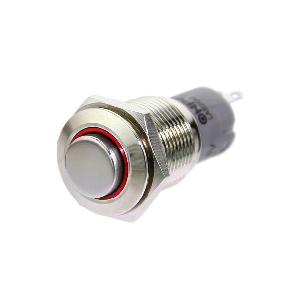 【311050019】16mm Momentary Metal Illuminated Push Button - Red LED