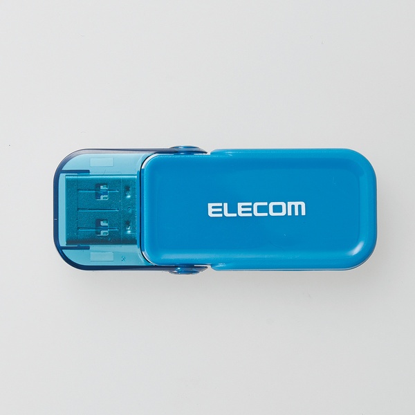 フリップキャップ式USBメモリ(32G、ブルー)【MF-FCU3032GBU】