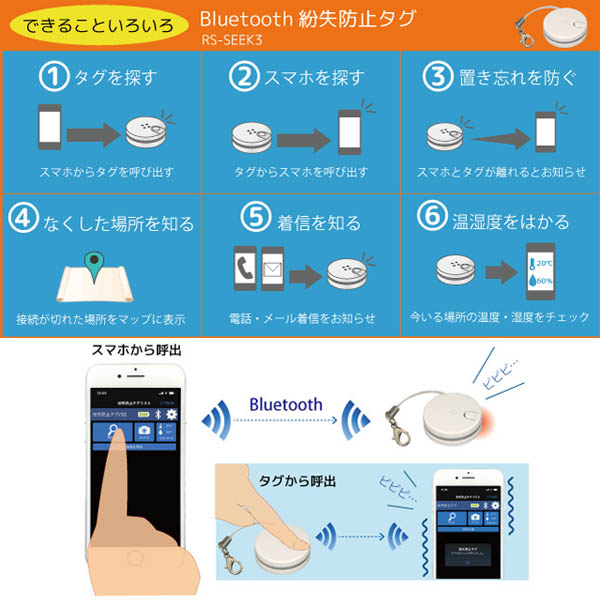 Bluetooth紛失防止タグ【RS-SEEK3】