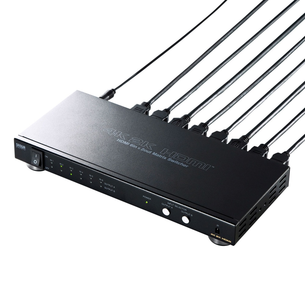 HDMI切替器(6入力2出力・マトリックス切替機能付き)【SW-UHD62N】