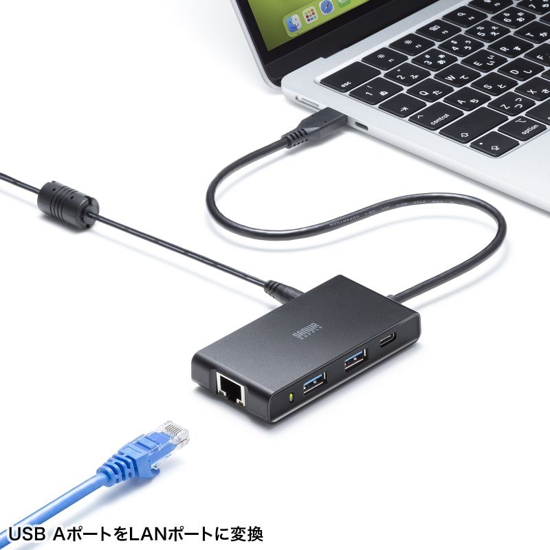 USB Type-Cハブ付き 2.5ギガビットLANアダプタ(USB Type-C接続)【USB-3TCLS8BK】