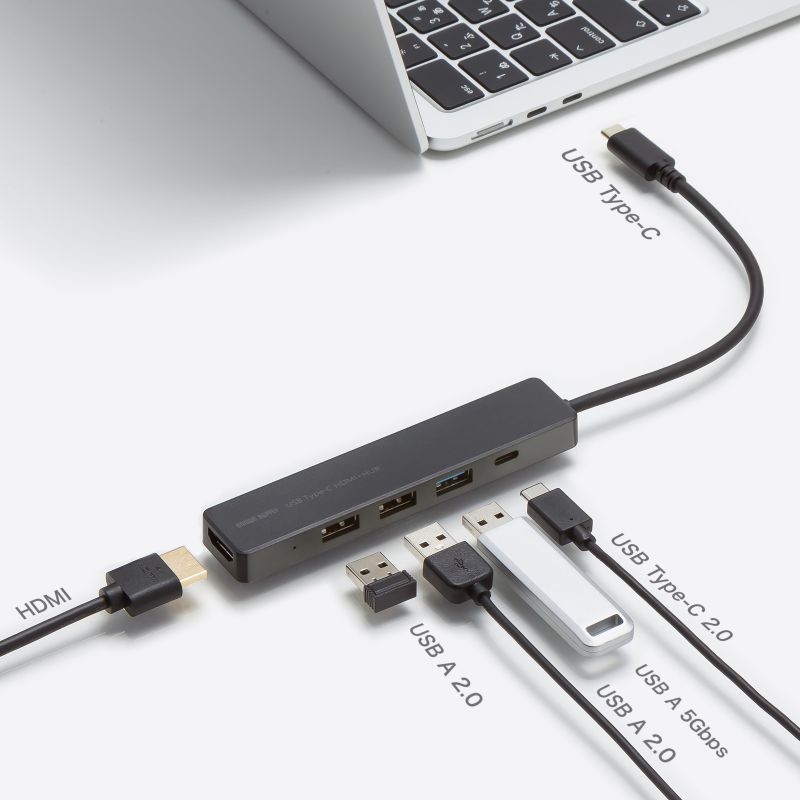 HDMIポート付 USB Type-Cハブ【USB-5TCH15BK】