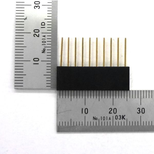 ピンソケット [10ピン×1列] 2.54mmピッチ リード長10mm 基板用【GB-SPS-2510P(L10)】