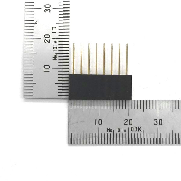 ピンソケット[8ピン×1列] 2.54mmピッチ リード長10mm 基板用【GB-SPS-258P(L10)】