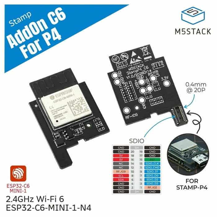 M5Stamp ESP32P4用 Wi-Fi 6 拡張モジュール