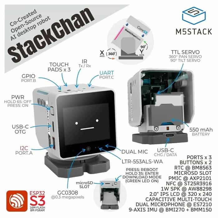M5スタックチャン AIデスクトップロボット(ESP32-S3搭載)
