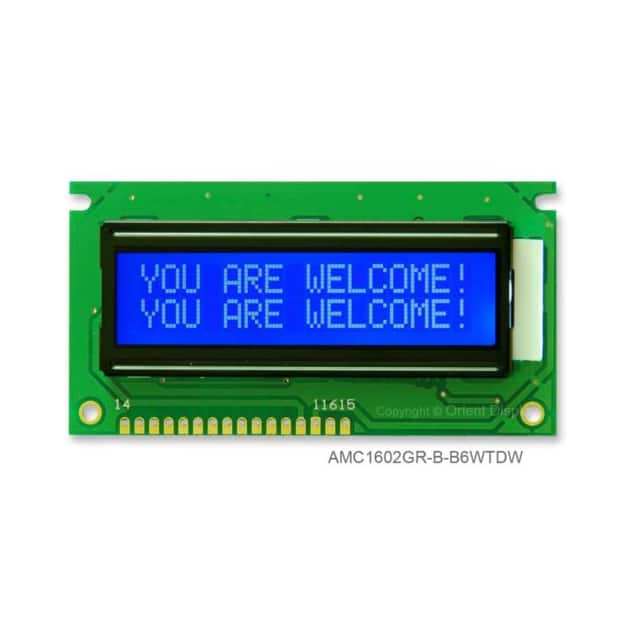 【AMC1602GR-B-B6WTDW】LCD COB CHAR 16X2 BLUE TRANSM