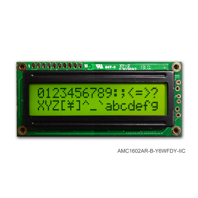 【AMC1602AR-B-Y6WFDY-I2C】16X2 CHARACTER STN POS YG I2C