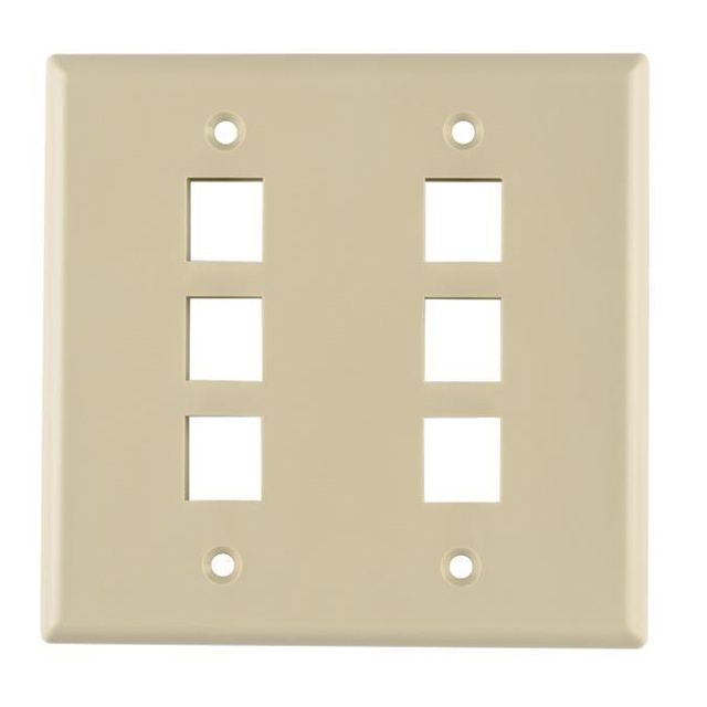 【FPDGSIX-I】FACEPLATE DBL GANG 6PORT IVORY