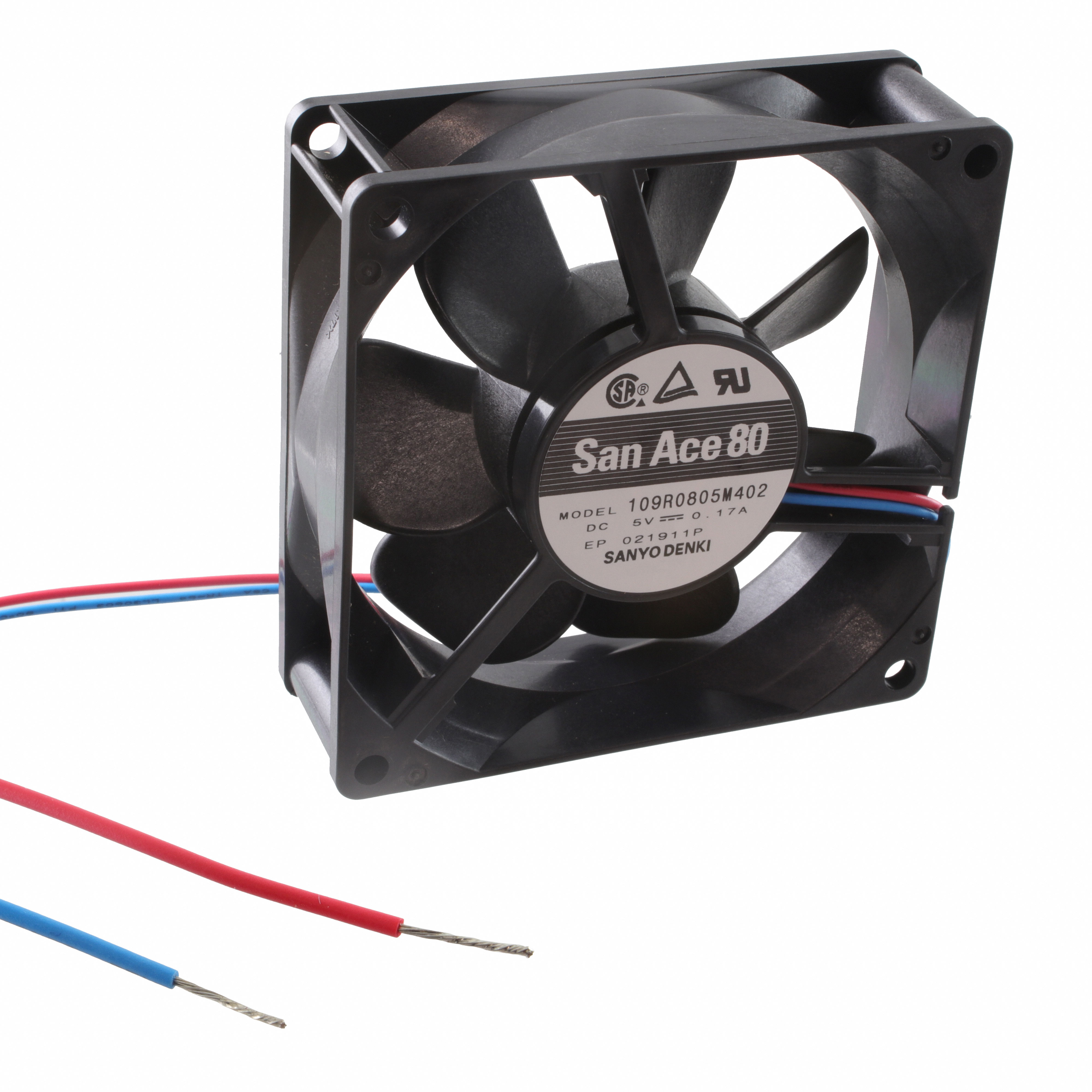 【109R0805M402】FAN AXIAL 80X25MM BALL 5VDC WIRE