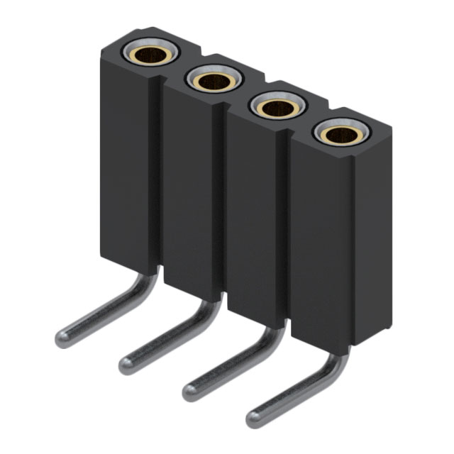 【801-43-004-20-001000】SOCKET,RA,0.1IN,4PIN,THRUHOLE