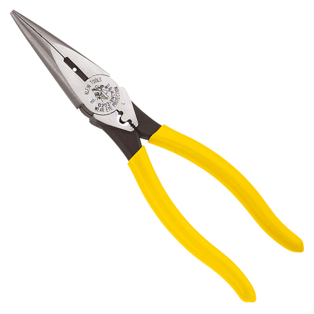 【D203-8NCR】PLIERS COMBO LONG NOSE 8.44"
