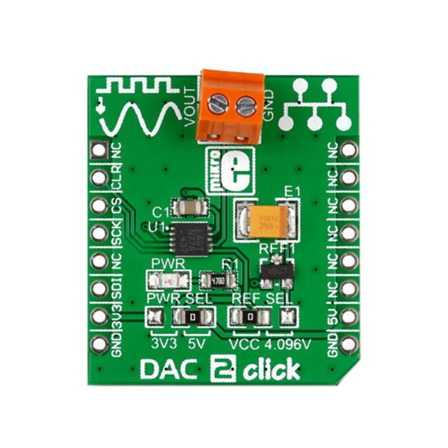 【MIKROE-1918】CLICK BOARD DAC2 16BIT DAC[バルク]