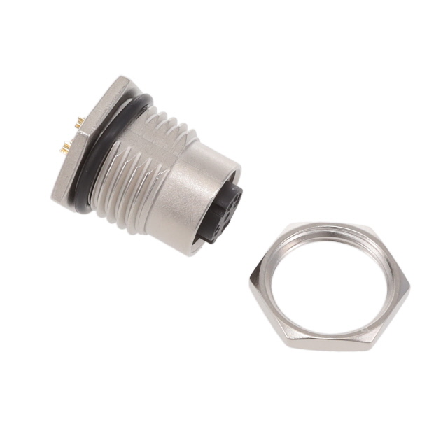 【M12D-04PFFS-SF8001】CONN RCPT FMALE 4P GOLD SLDR CUP