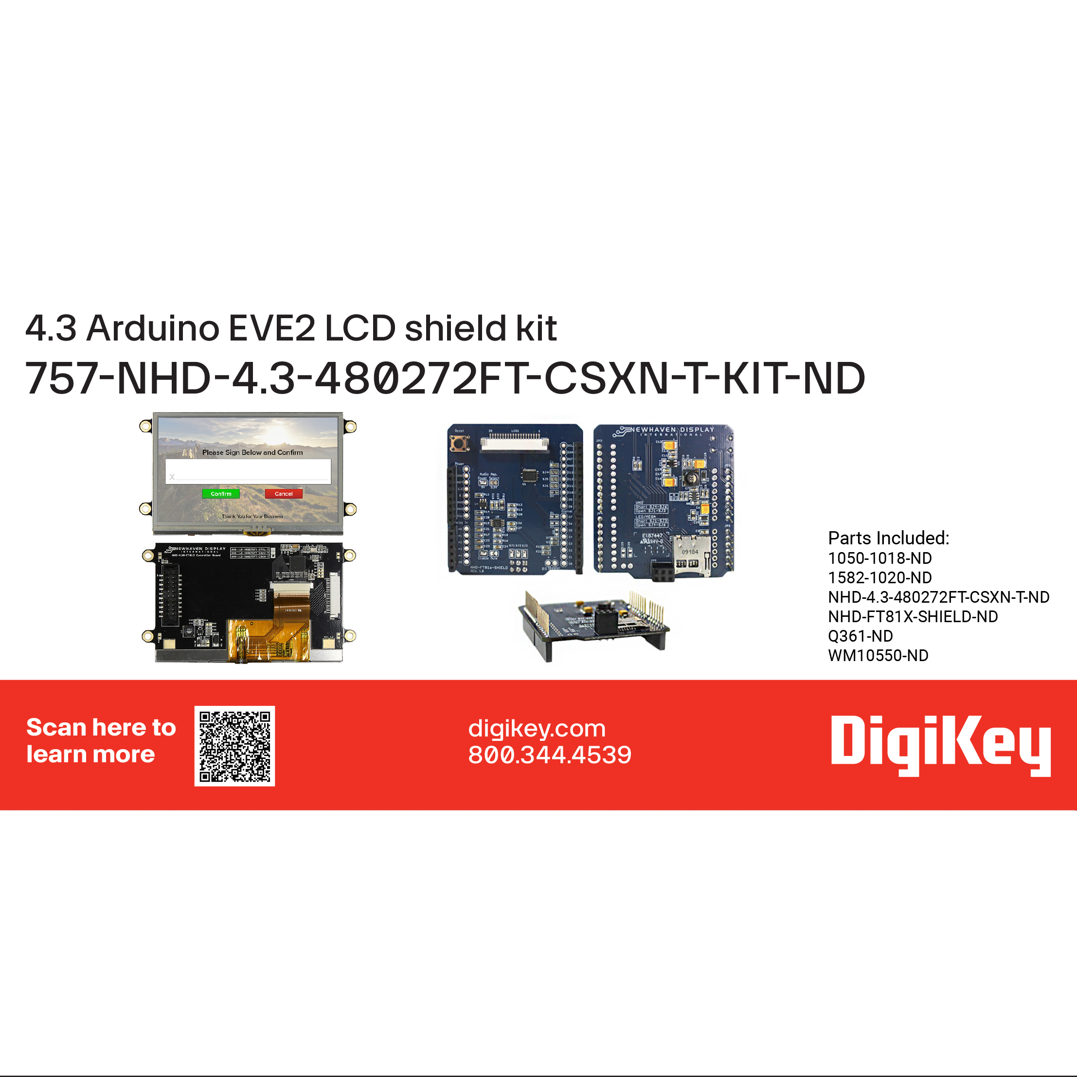 【NHD-4.3-480272FT-CSXN-T-KIT】4.3 ARDUINO EVE2 LCD SHIELD KIT
