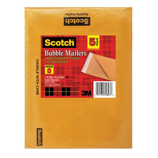 SCOTCH KRAFT BUBBLE MAILER 5-PAC【7913-5】
