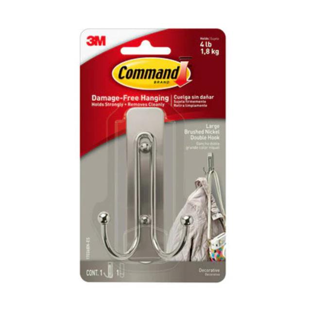COMMAND LARGE BRUSHED NICKEL DOU【17036BN-ES】
