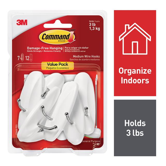 【17068-7ES】COMMAND MEDIUM WIRE HOOKS, VALUE