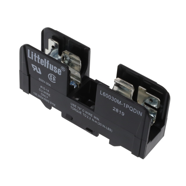 【L60030M1PQDIN】FUSE BLOK CART 600V 30A DIN RAIL