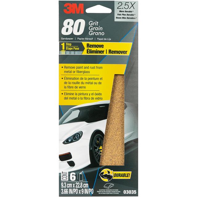 3M SANDPAPER, 03035, 80 GRIT, 3【03035】
