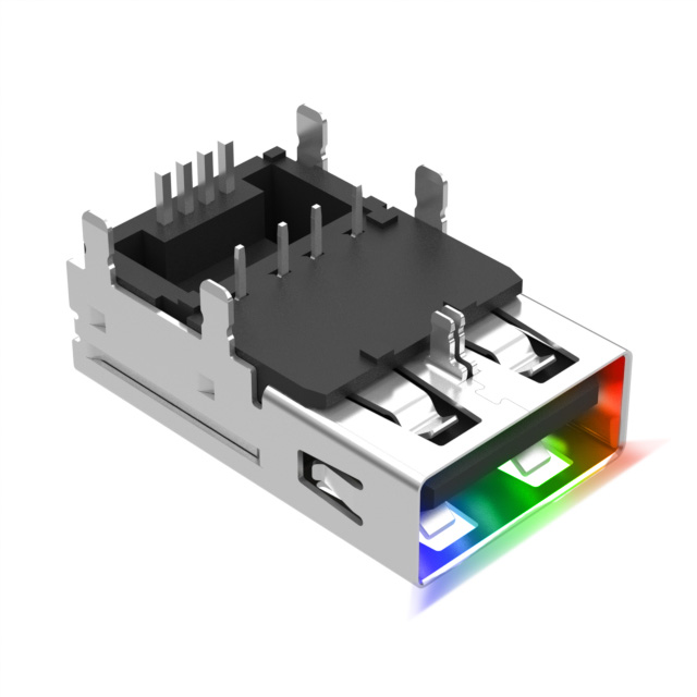 【54-00266】CONN RCPT USB2.0 TYPEA RGB LED